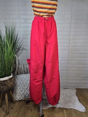 Urban Groove Red Wide Leg Parachute Track Pants Size Large